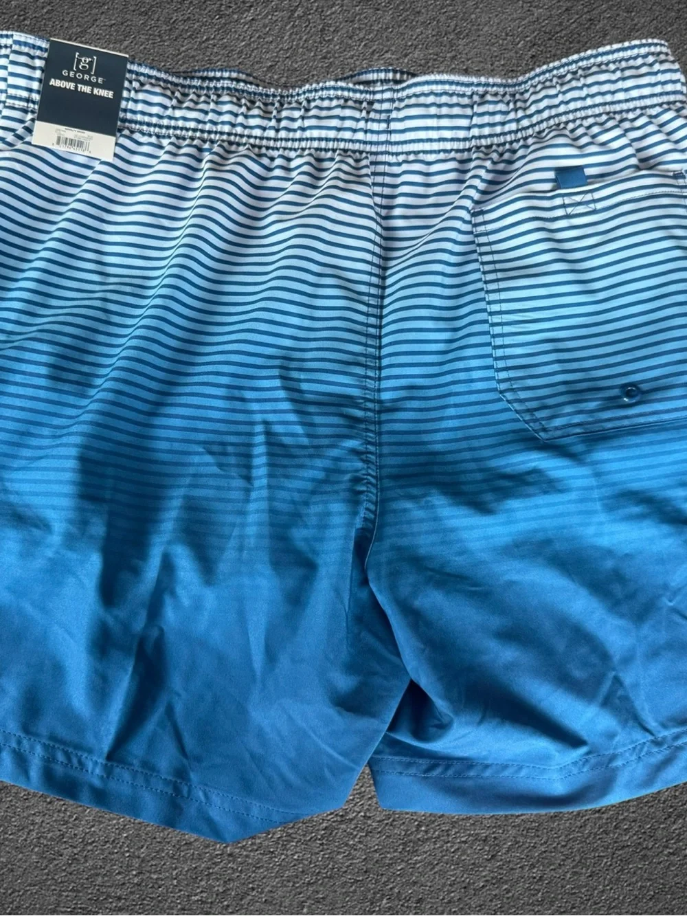 NWT George Men’s Blue Ombre Striped Swim Trunks Shorts XL 40-42